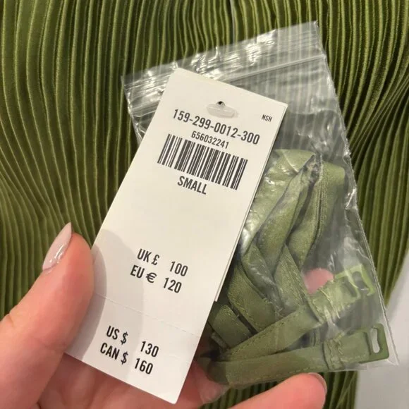 Abercrombie | Women's Strapless Pleat Release Midi Dress | Green - Picture 5 of 7